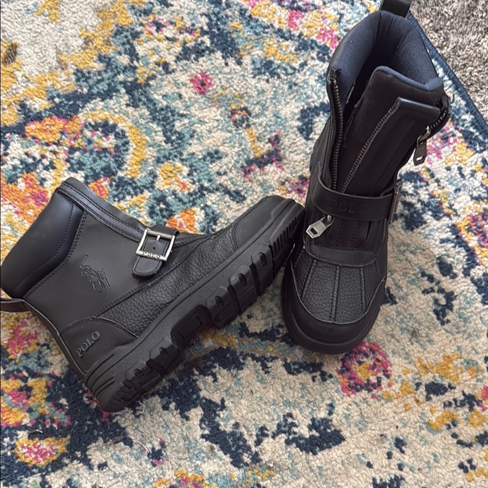 Polo Black Leather Boots Ralph Lauren 4M/6.5W